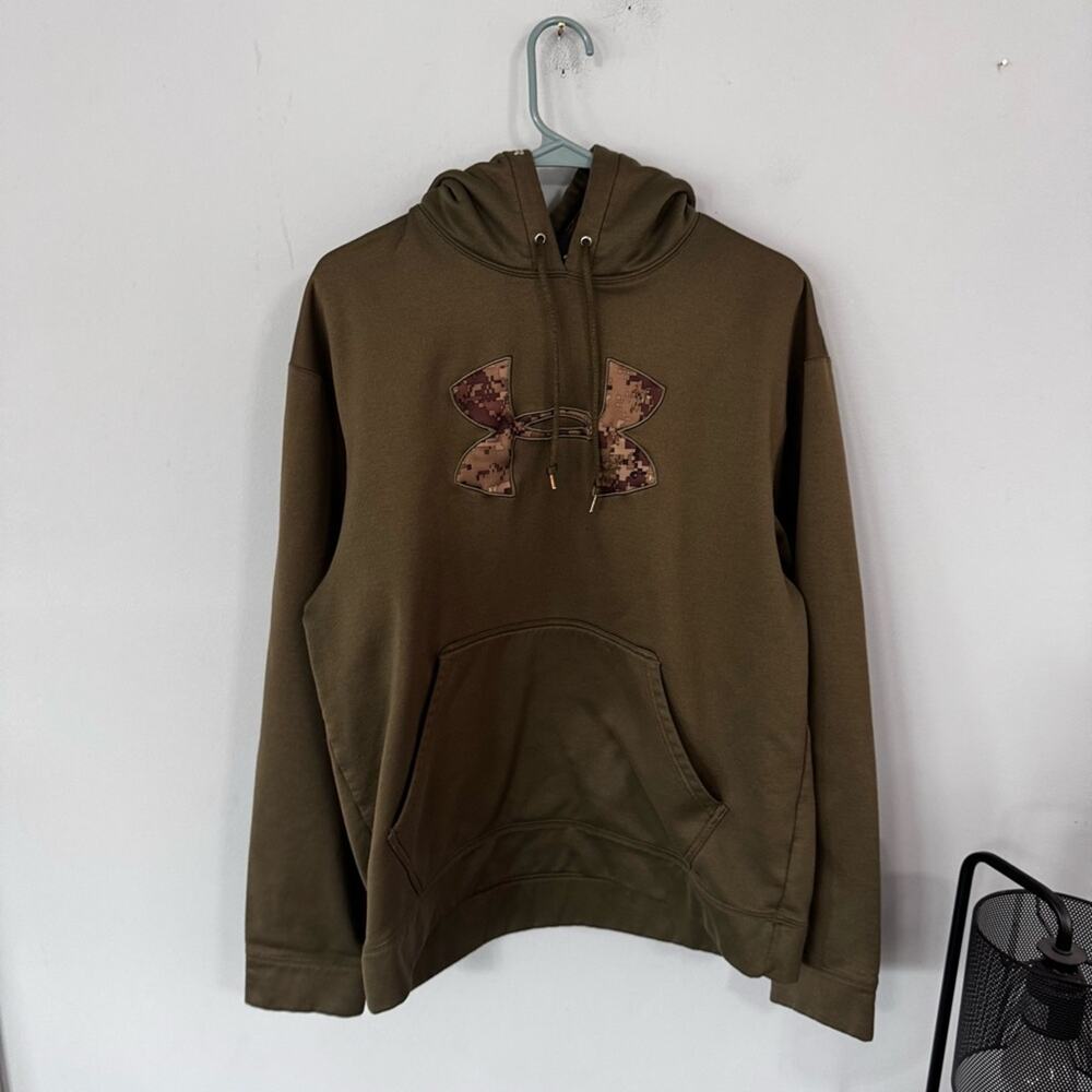 Under Armour Military Olive Green Hoodie Sweatshirt Men’s Size Medium Camo Logo